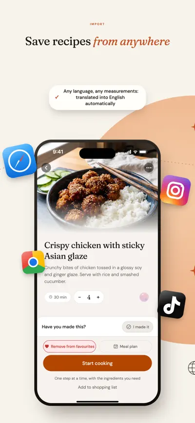 Change the servings in Matlyst, and every ingredient amount updates. The salt is still up to you.