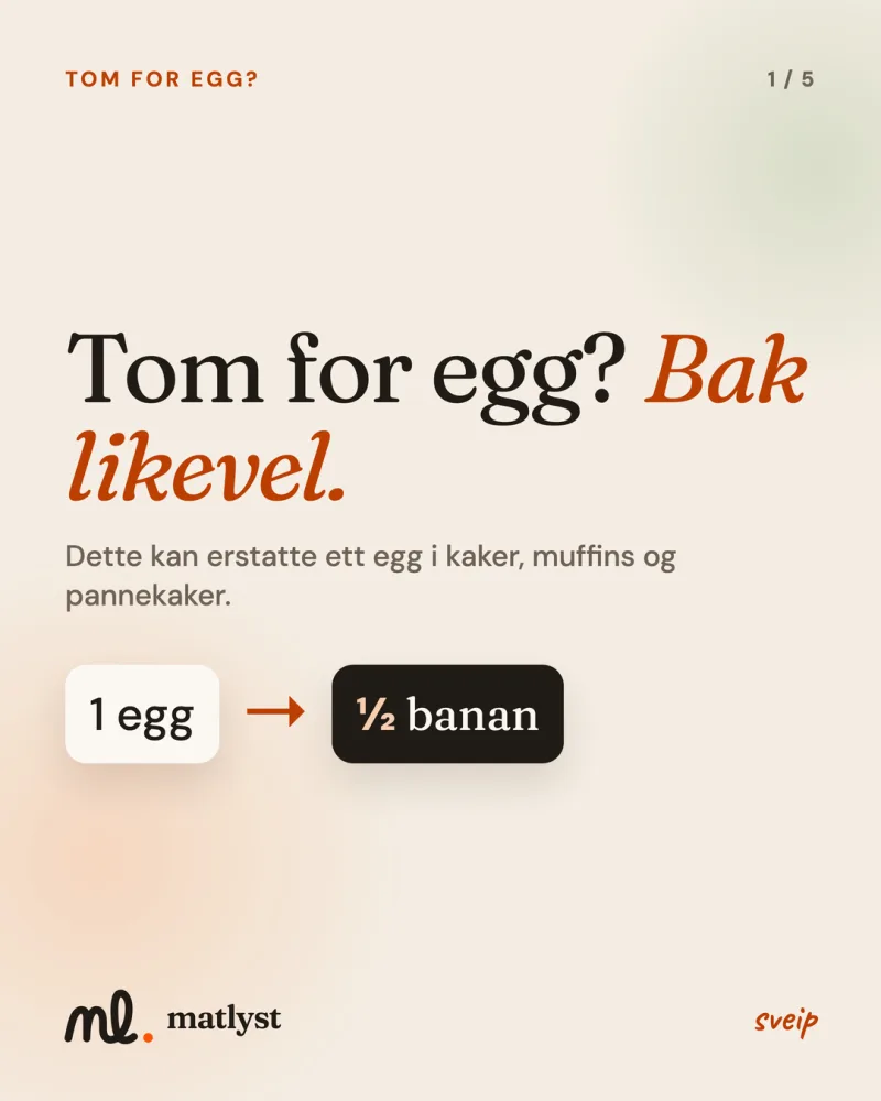 Tom for egg? Bak likevel. Dette kan erstatte ett egg i kaker, muffins og pannekaker.