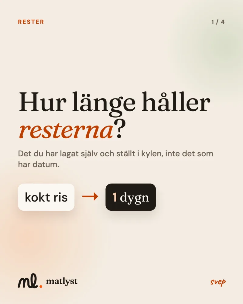 Hur länge håller resterna? Det du har lagat själv och ställt i kylen, inte det som har datum.